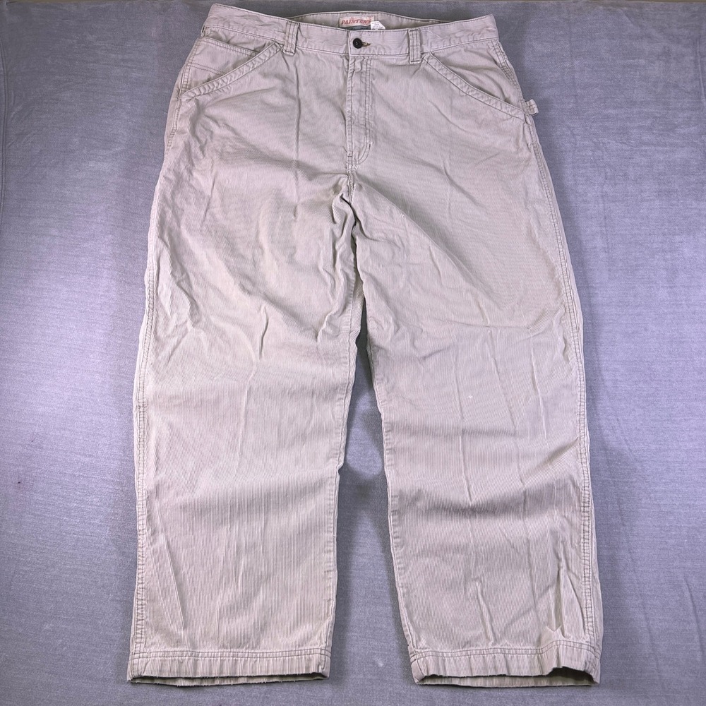Old Navy Painter Jeans Corduroy Carpenter Pants Mens 42x32 Beige Cotton